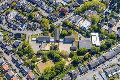 Aerial view, Feuerdornstraße development area for housing, Blumenkamp community primary school,