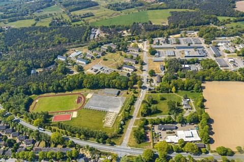 Aerial view, Schill barracks, Wesel, Ruhr area, Lower Rhine, North Rhine-Westphalia, Germany