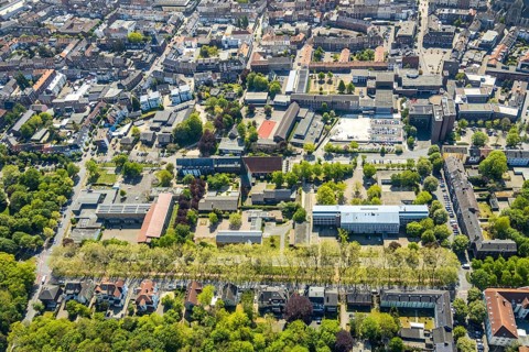 Aerial view, Wesel Town Hall, Martini Community Secondary School, Martinistift Wesel, Sankt