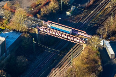 Aerial view, bridge Auf der Bleiche, Wengern, Wetter, Ruhr area, North Rhine-Westphalia, Germany