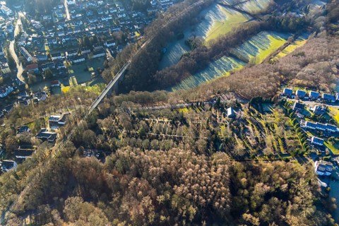 Aerial view, Wengern cemetery, Wengern, Wetter, Ruhr area, North Rhine-Westphalia, Germany