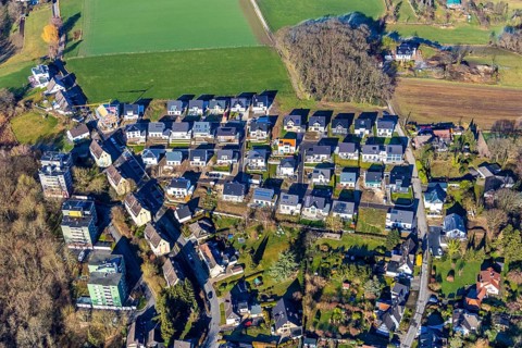 Aerial view, residential area Auf dem Elberg, Wengern, Wetter, Ruhr area, North Rhine-Westphalia,