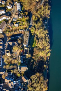Aerial view, Wetter Castle, Wetter-Freiheit Protestant Church, Alt-Wetter, Wetter, Ruhr area, North