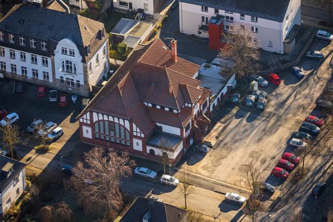 Aerial photograph, district and city archive, Theodor-Heuss-Straße, Alt-Wetter, Wetter, Ruhr area,