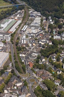 Aerial view, industrial estate, DEMAG, Ruhr Valley Centre, new roundabout Kaiserstraße