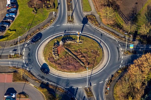 Aerial view, Vogelsanger Straße roundabout, An der Kohlenbahn, Grundschöttel, Wetter, Ruhr area,