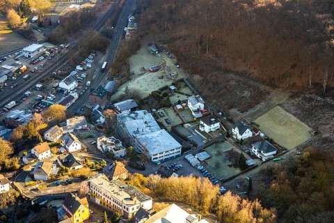 Aerial view, company premises Abus August Bremicker Söhne KG, Hegestraße, Volmarstein, Wetter, Ruhr