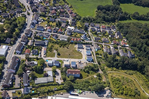Aerial view, Schmandbruch development area, Sonnenfeld, Grundschöttel, Wetter, Ruhr area, North