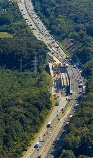 Aerial view, construction site motorway A1 viaduct, replacement construction of the viaduct,