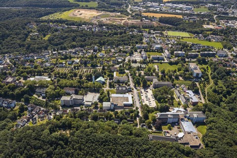 Aerial view, overview Volmarstein, Oberlin School, Protestant St Martin's Church, Volmarstein,