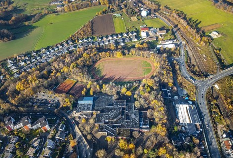Aerial view, Geschwister-Scholl-Gymnasium, indoor swimming pool Oberwengern, HSG Wetter, TuS