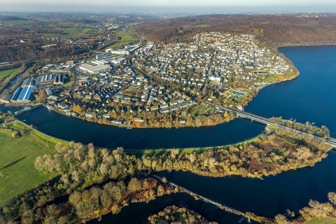 Aerial view, overview Wetter, Harkortsee, Ruhr, Ruhr Valley, Obergraben, Wetter, Ruhr area, North