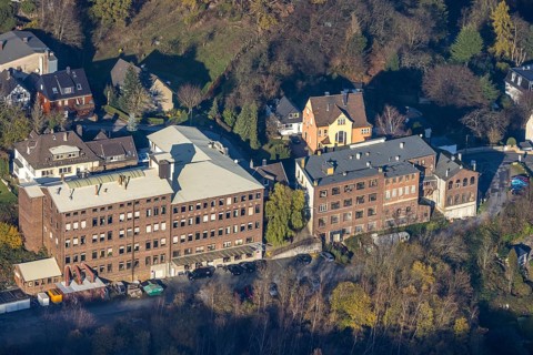 Aerial photograph, BURG F.W.Lüling KG, Heimatverein Wetter, Hegestraße, Volmarstein, Wetter, Ruhr