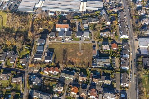 Aerial view, Sonnenfeld development area, Schmandbruch, Wetter, Ruhr area, North Rhine-Westphalia,