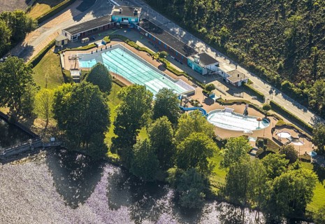 Aerial view, Wickede outdoor pool, Wickede (Ruhr), North Rhine-Westphalia, Germany
