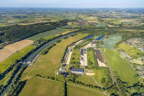Aerial photograph, Wasserwerke Westfalen GmbH, Im Ruhrfeld, River Ruhr, Wickede (Ruhr), North