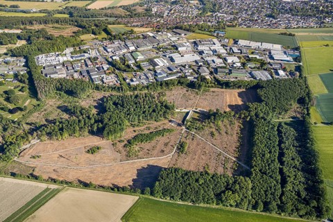 Aerial view, Westerhaar industrial estate, Wickede (Ruhr), North Rhine-Westphalia, Germany