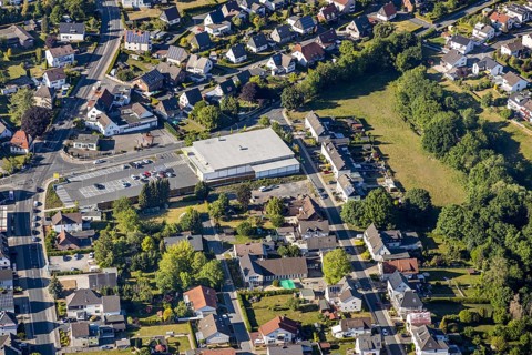Aerial view, new Netto store, Waltringer Weg, Wickede (Ruhr), North Rhine-Westphalia, Germany