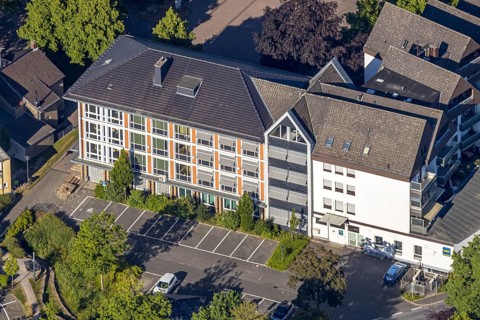 Aerial view, Wickede town hall, Hauptstraße, Wickede (Ruhr), North Rhine-Westphalia, Germany