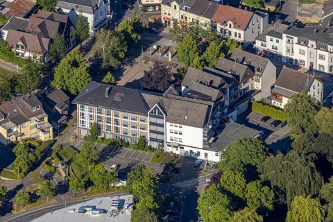 Aerial view, Wickede town hall, Hauptstraße, Wickede (Ruhr), North Rhine-Westphalia, Germany