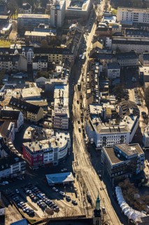 Aerial view, city centre view main street Ruhrstraße, Kornmarkt, Witten-Mitte, Witten,