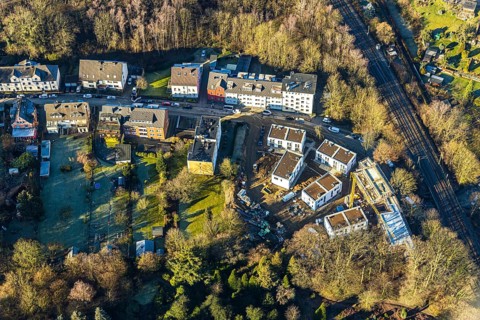 Aerial view, construction site and new development area Wohnen Am Park, Ledderken, Witten-Mitte,