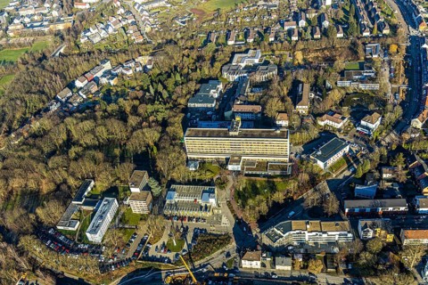 Aerial view, Protestant Hospital Witten, extension Pferdebachstraße, Witten-Mitte, Witten,