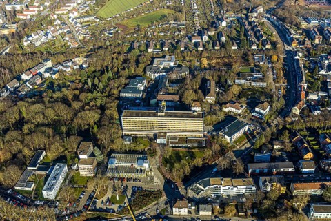 Aerial view, Protestant Hospital Witten, extension Pferdebachstraße, Witten-Mitte, Witten,