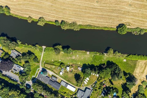 Aerial view, river Ruhr, possible natural outdoor pool on the riverside road, Witten, Ennepe-Ruhr
