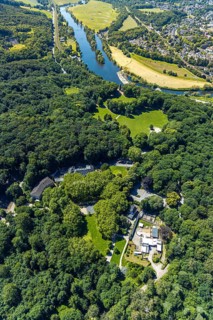 Aerial view, excursion destination Hohenstein, Hotel Haus Hohenstein, Hohenstein petting zoo, Ruhr