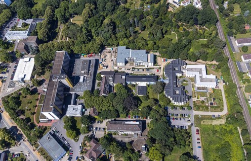 Aerial view, Protestant Hospital Witten, retirement centre at the Schwesternpark Feierabendhäuser,