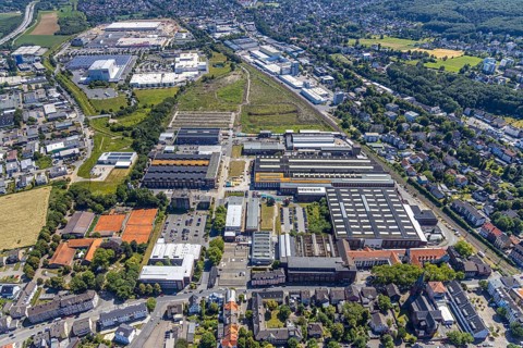 Aerial view, Brauckstraße industrial estate, Stockumer Straße industrial estate, Ruhrpumpen, former