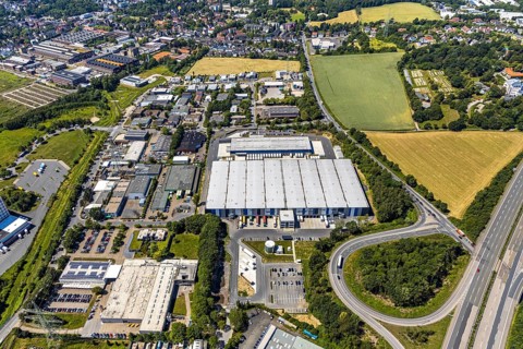 Aerial view, Hermes distribution centre Witten, Euziel logistics centre, Brock Kehrtechnik,