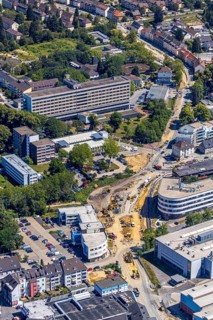 Aerial view, construction site, extension of Pferdebachstraße, Witten-Ost development area, former