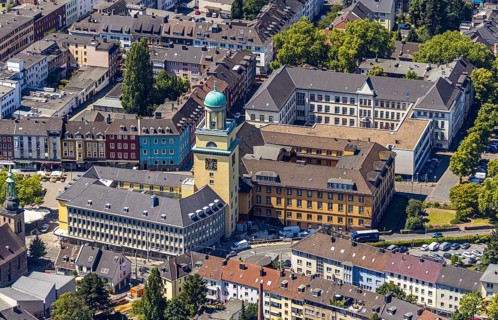 Aerial view, Witten Town Hall, Schiller Grammar School, Witten, Ennepe-Ruhr district, Ruhr area,