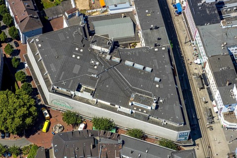 Aerial view, Galeria Karstadt Kaufhof, Sackträgerbrunnen, Witten, Ennepe-Ruhr district, Ruhr area,