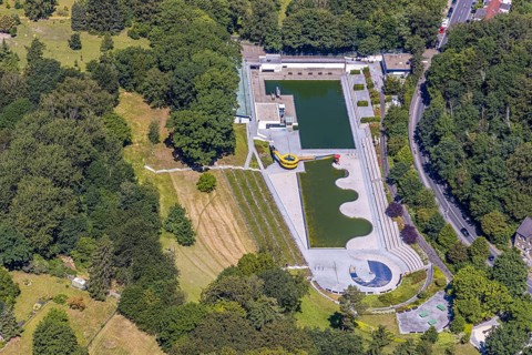 Aerial view, outdoor swimming pool Annen, Witten, Ennepe-Ruhr district, Ruhr area, North