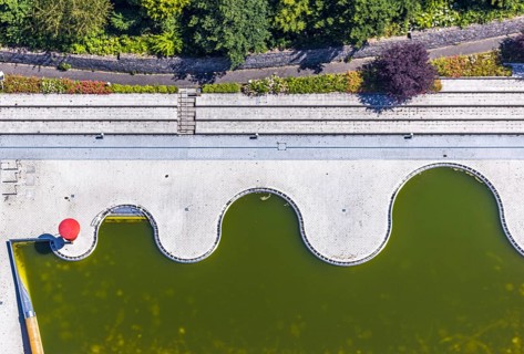 Aerial view, outdoor swimming pool Annen, Witten, Ennepe-Ruhr district, Ruhr area, North