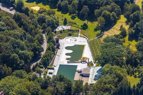 Aerial view, outdoor swimming pool Annen, Witten, Ennepe-Ruhr district, Ruhr area, North