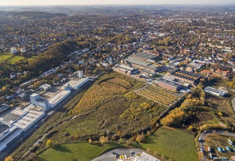 Aerial view, Stockumer Straße industrial estate, Ruhrpumpen, former annealing furnace hall,