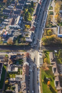 Aerial view, construction site Pferdebachstraße, railway crossing Ziegelstraße, planned S-Bahn
