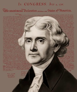 Portrait of Thomas Jefferson, 1743 - 1826, third president of the United States and principal
