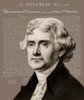 Portrait of Thomas Jefferson, 1743 - 1826, third president of the United States and principal