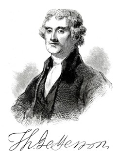 Portrait of Thomas Jefferson, 1743 - 1826, third president of the United States and principal