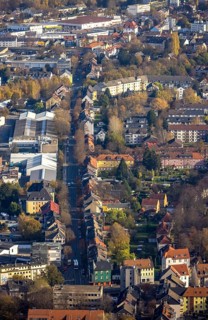 Aerial view, Annenstraße, bridge Rheinischer Esel cycle path, corner Schleiermacher Straße, Witten,