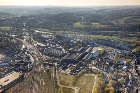 Aerial view, Drei Könige construction site, Deutsche Edelstahlwerke, Witten-Mitte, Witten,
