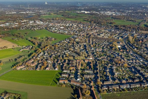 Aerial view, local view, Neukirchen, Neukirchen-Vluyn, Ruhr area, North Rhine-Westphalia, Germany,