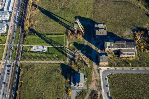 Aerial view, former Niederberg colliery, Neukirchen, Neukirchen-Vluyn, Ruhr area, North
