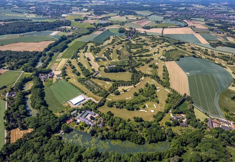 Aerial view, golf course, golf club Op de Niep, Neukirchen-Vluyn, Lower Rhine, North