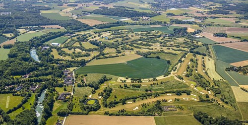 Aerial view, golf course, golf club Op de Niep, Neukirchen-Vluyn, Lower Rhine, North